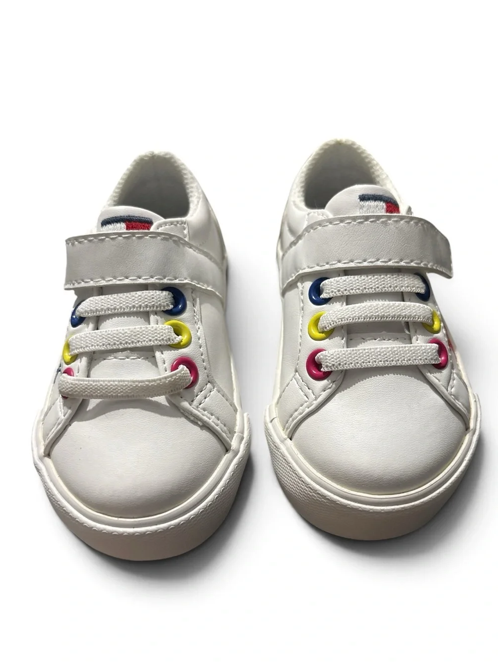 Tommy Hilfiger Kids White Low-Top Sneakers with Rainbow Accents